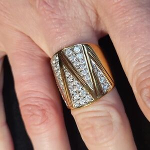 Beautiful Vermeil CZ 10k Gold Over Sterling Silver Cocktail Ring